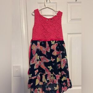 Vibrant Pink and Black Butterfly Dress for Kids